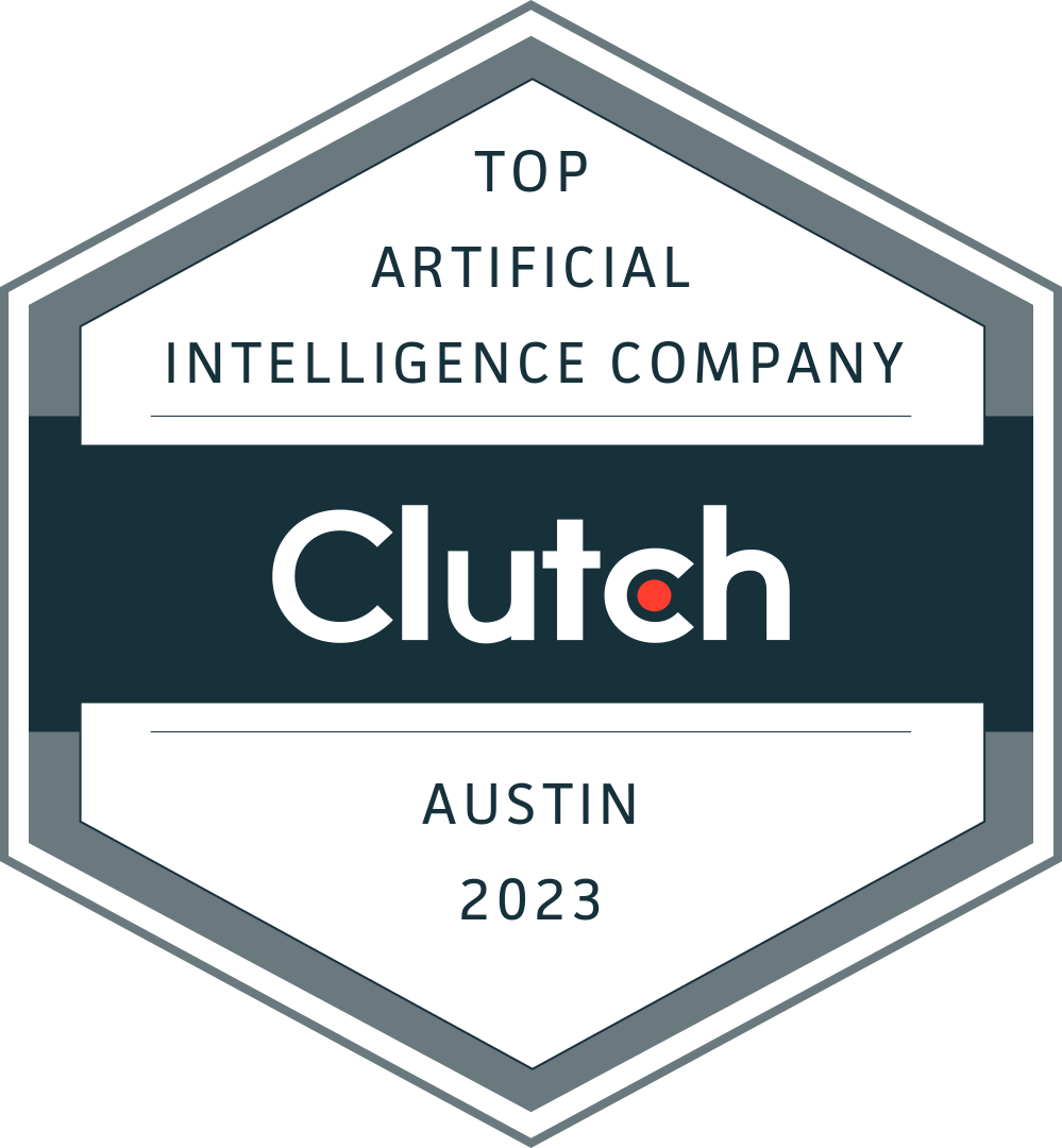Clutch badge for top artificial intelligence company - Austin, 2023